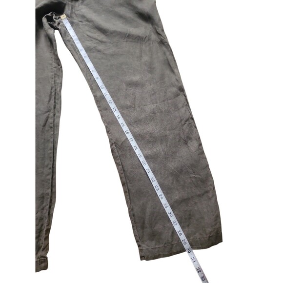 James Perse Lightweight Linen Pants Womens L Moss Green Boho Lagenlook Resort - Picture 7 of 7